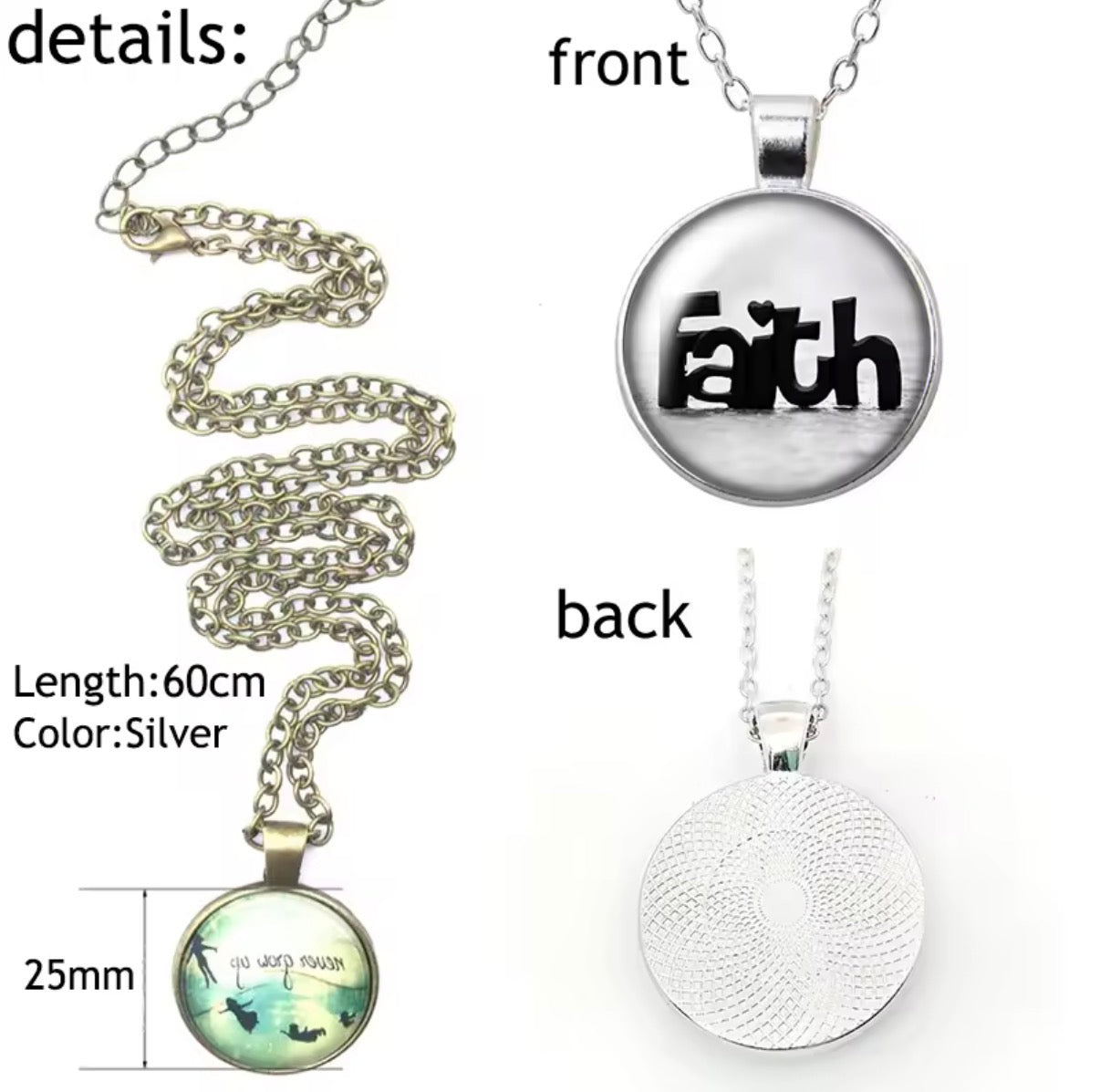 Disney Cute Stitch Love Hearts Round Photo Glass Cabochon Silver Plated Pendant - Necklace Jewellery Birthday / Christmas Gift