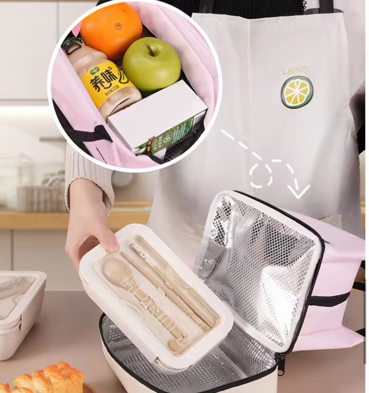 Stitch Insulated Lunch Bag, Portable Lunch Box Storage Bag, Foldable Insulated Cooler Handbag, Perfect For Office School / Picnic - Perfect Gift For Adults & Kids