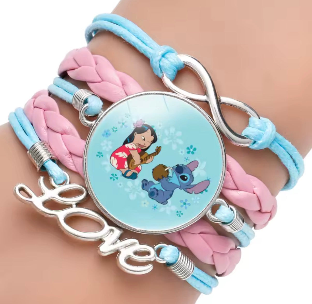Disney Lilo & Stitch - Handmade Pendant Double Rope Bracelet - Girl Cartoon Telescopic Bracelet - Perfect Kids Birthday / Christmas Gift - Many Different Designs & Colours