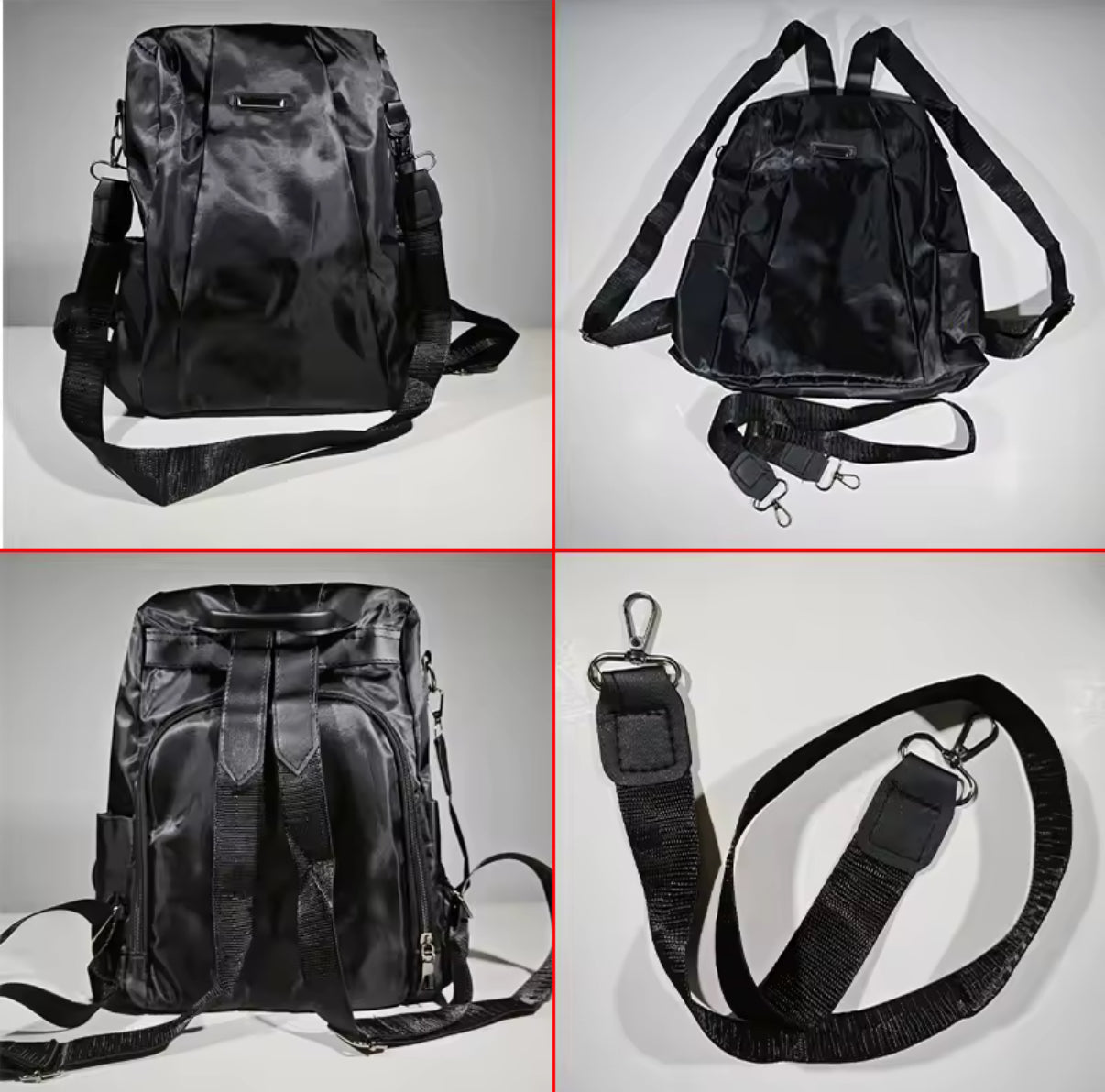 Women's Backpack Casual In Black or Grey Nylon Solid Color School Bag Fashion Detachable Shoulder Strap Shoulder Bag Mochila Femenina - Perfect Birthday /
Christmas Gift