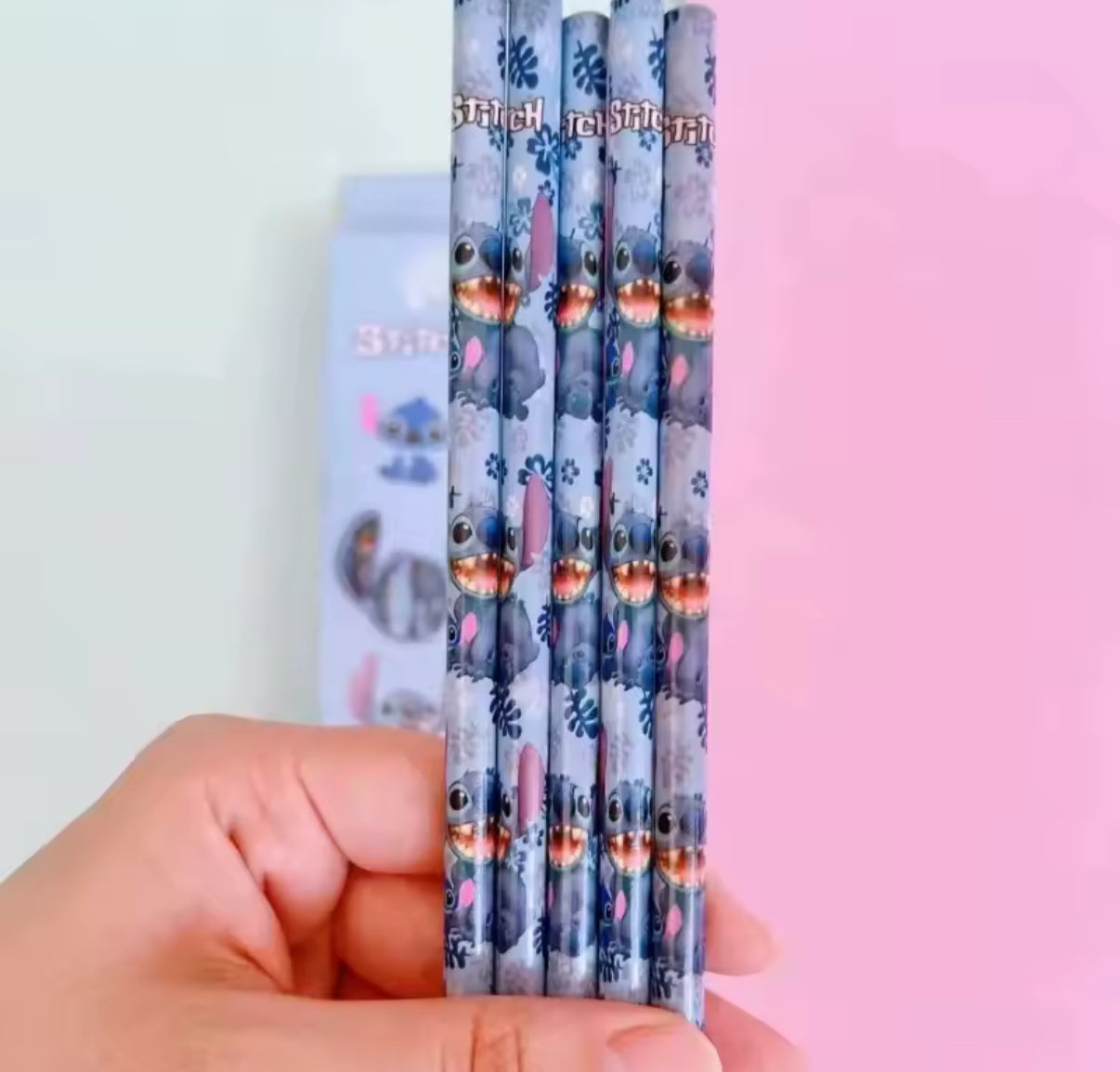 12 Piece Stitch HB Pencil Set Wooden Pencil Student Sketch Pen Writing Pen Lilo & Stitch Series Student Stationery Christmas Gift - School Stationery*