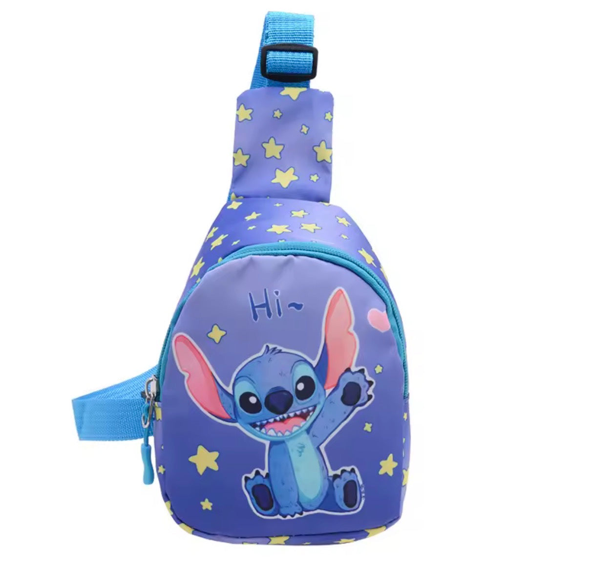 Disney Stitch Chest Bag - Cute Mini Outdoor School / Travel Shoulder Bag For Boys &
Girls - Children’s Zipper Waist Bag Kawaii Gift - Available in 13
Different Colours & Designs