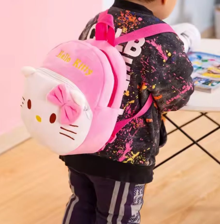 Hello Kitty Pink Plush Mini Backpack - Sanrio Anime / Cartoon - Soft Cute Baby Travel / School Bag - Christmas / Birthday Gift
