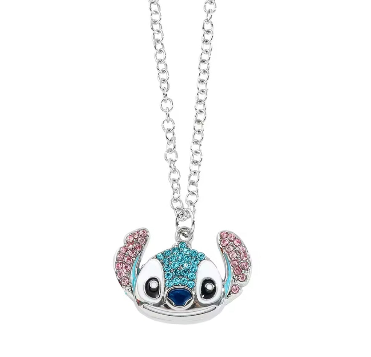 Lilo & Stitch Anime Necklace - Disney Popular Cartoon Figure - Stitch Pendant Necklace - Diamanté / Rhinestones - Silver Coloured Neckkace - Perfect Christmas / Birthday Gift - With Giftbox*
