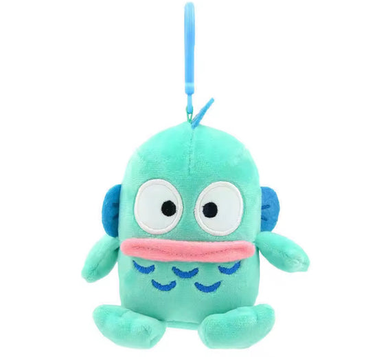 12cm Kawaii Sanrio Fish Hangyodon Plush Doll Keychain Bag Charm Stuffed Pendant Hanging Ornament - 2 Designs Available - Children Gifts