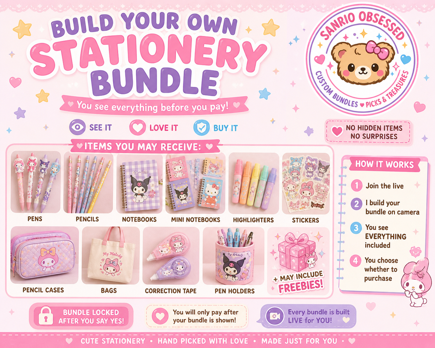 Build a bundle £60 - Kawaii Stationery & Accessories Bundle - Perfect Fun Gifts For Christmas & Birthdays