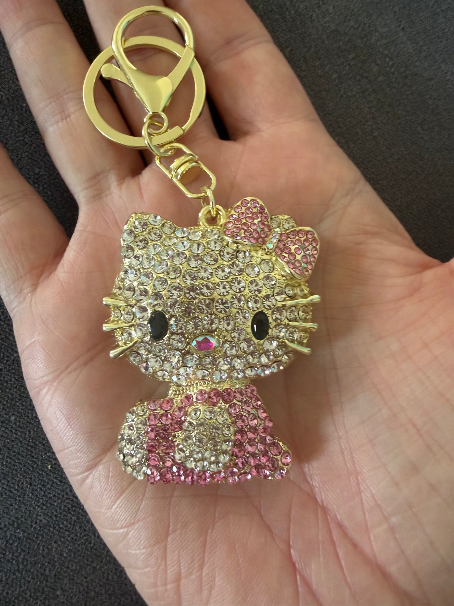 Sanrio Hello Kitty Metal Diamanté Effect 6cm Bad Cartoon Keychain Kawaii - Pendant Gift