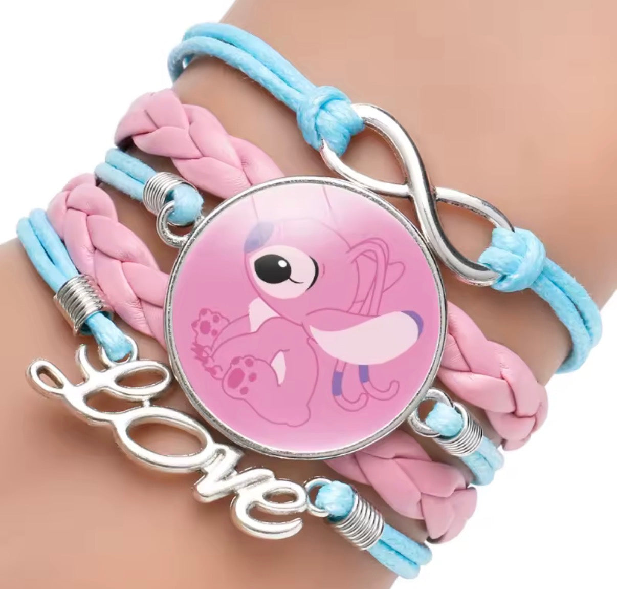 Disney Lilo & Stitch - Handmade Pendant Double Rope Bracelet - Girl Cartoon Telescopic Bracelet - Perfect Kids Birthday / Christmas Gift - Many Different Designs & Colours