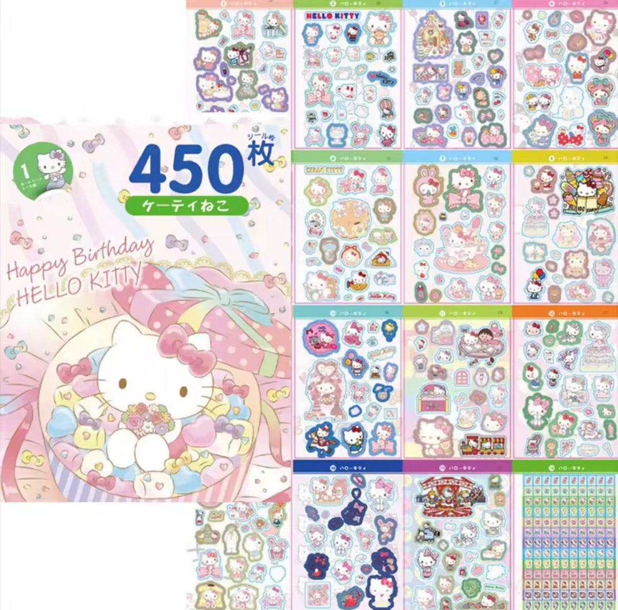450Pcs Sanrio Hello Kitty Sticker Book, My Melody, Kuromi, Cinnamoroll & Pochacco Cartoon Sticker Book- Decoration Stickers For Girls Gifts - Perfect Gift For Christmas/ Birthday**