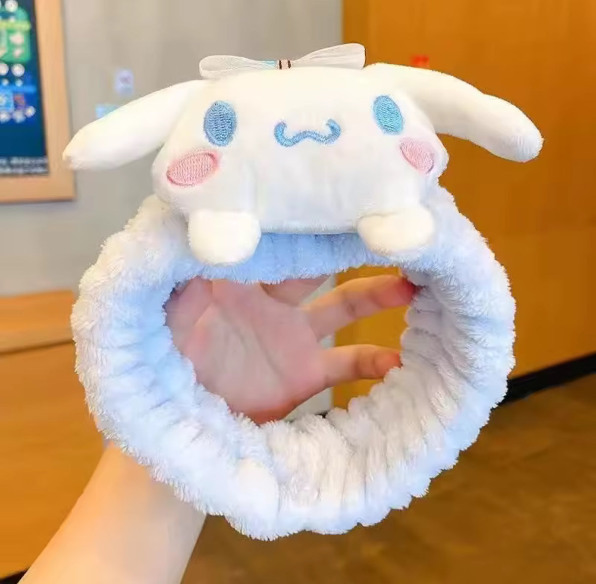 Sanrio Character Plush Headband  - Doll Face Wash Makeup Hairband Kawaii Sweet Non Slip Elastic Hair Accessories - Cute Christmas or Birthday Present