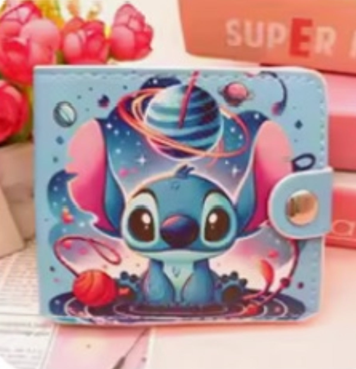 Disney Stitch Mini Thin Boys/Girls - Wallet Card Holder - Pouch Id Card Holder - Short PU Leather Card Holder Wallet - Perfect Christmas / Birthday Gift