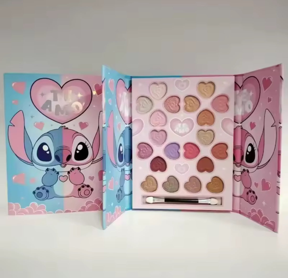 Stitch / Angel 20 Colour Eye Shadow Palette Box Gift Set - Kawaii Cartoon Matte Pearly Glitter Waterproof Lasting Eyeshadow Set For Girls - Perfect Gift**