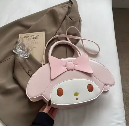 Sanrio My Melody Premium PU Leather Pink Bag Handheld Crossbody Women Girl Students Fashion Cute Spacious Gift Daily Bag (Comes With Free Charm)