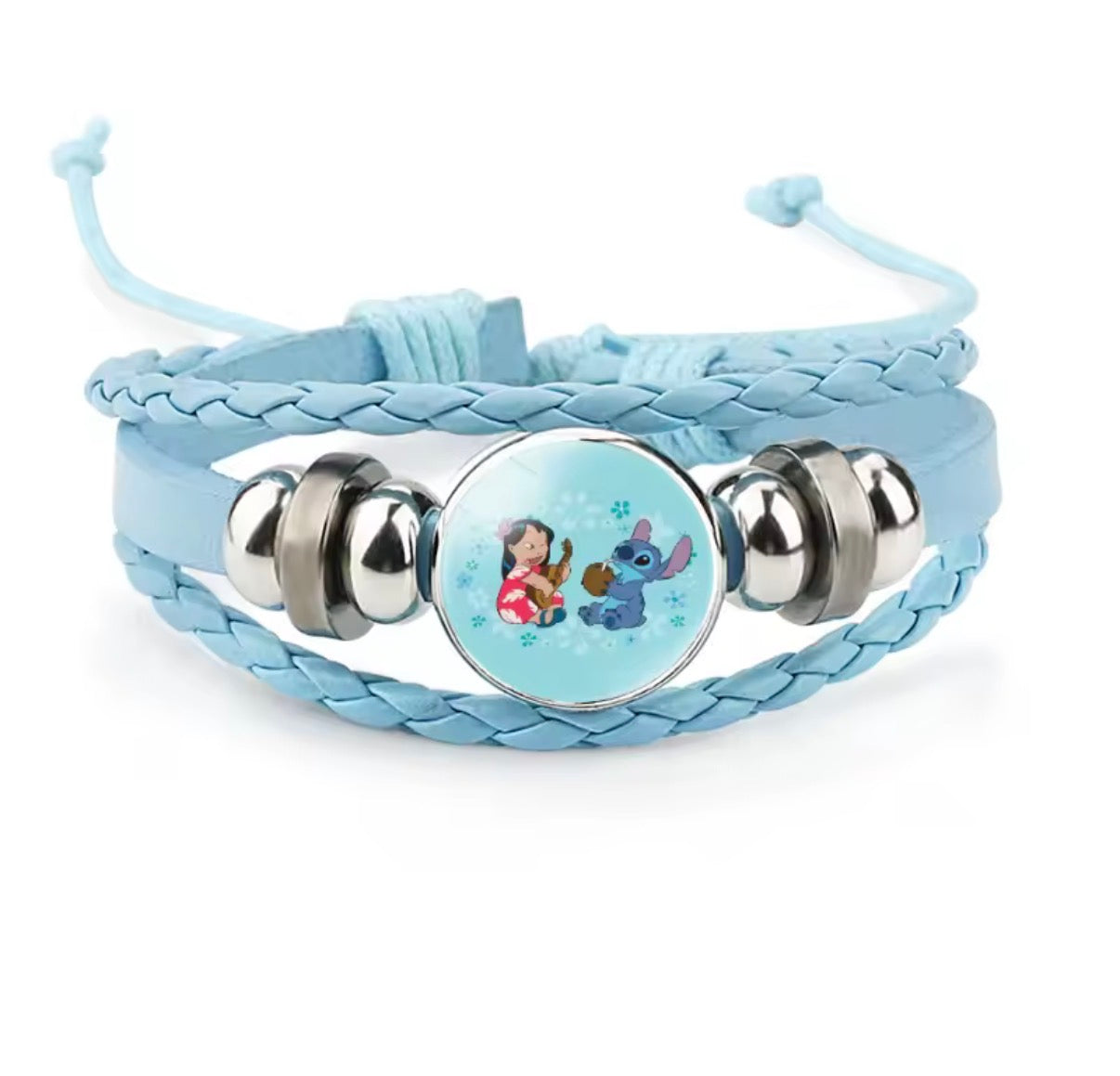 Disney Stitch - Handmade Woven Bracelet Sapphire Blue, Pink & Black Multilayer Cowhide Pendant Rope Bracelet - Animation Surrounding - Kids Birthday / Christmas Gift - 27 Various Designs