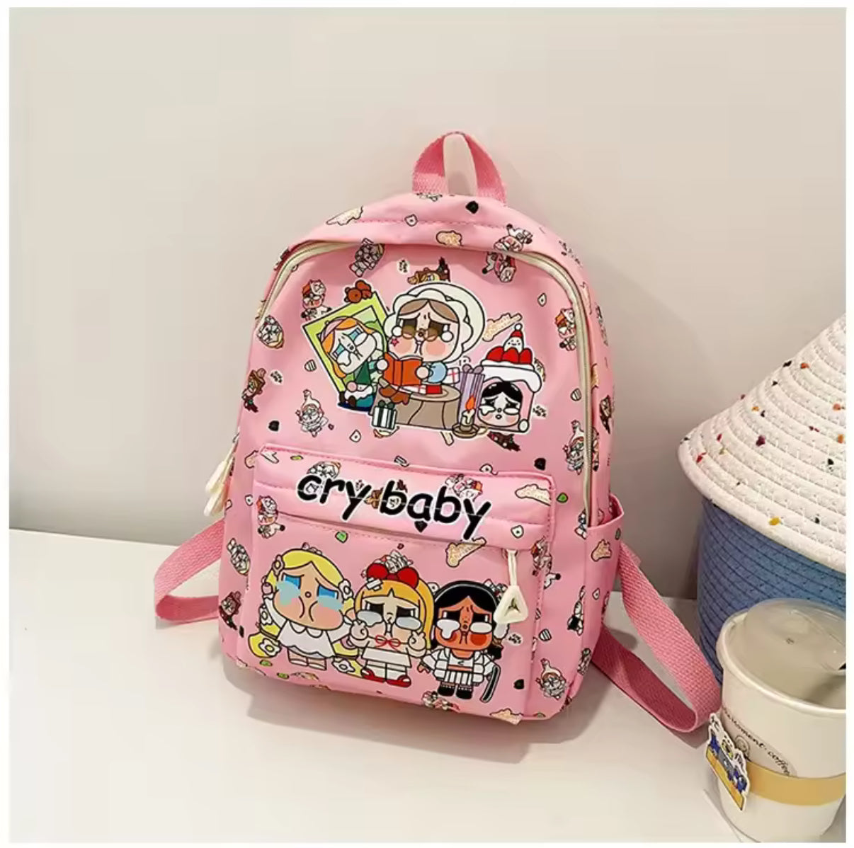 Cry Baby Cute Cartoon / Anime Kids Backpack Nylon Material Dual Shoulder Nursery / School Bag for Girls - Ultra Light Weight - Back To School - 35x30x12cm