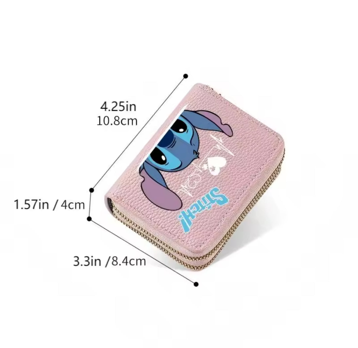Disney Stitch Design PU Leather Wallet - Double Zipper Short Coin Purse with Card Slots, Cute Cartoon Style, 2 Colours Available - Anime - Perfect Christmas / Birthday Gift For Kids