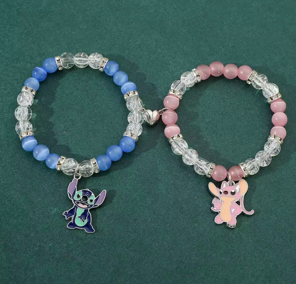 2pcs/set Stitch Anime Bracelet Stitch Dolls Love Magnet Rope Chain Wristband Kid Toys Couple Boy Girls Birthday Toy Gifts - Perfect Birthday / Christmas Gift - 4 Designs - With Giftbox
