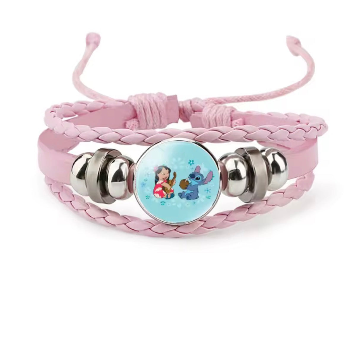 Disney Stitch - Handmade Woven Bracelet Sapphire Blue, Pink & Black Multilayer Cowhide Pendant Rope Bracelet - Animation Surrounding - Kids Birthday / Christmas Gift - 27 Various Designs