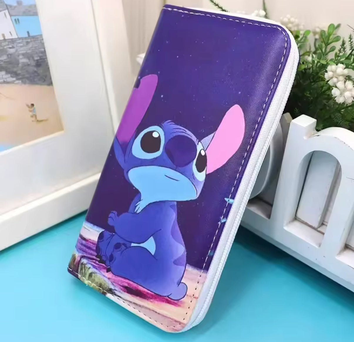 Disney Stitch Long Wallet For Girls / Boys - Coin Purse Card Holder Organiser - Clutch Anime  PU Leather Zipper Purse / Wallet