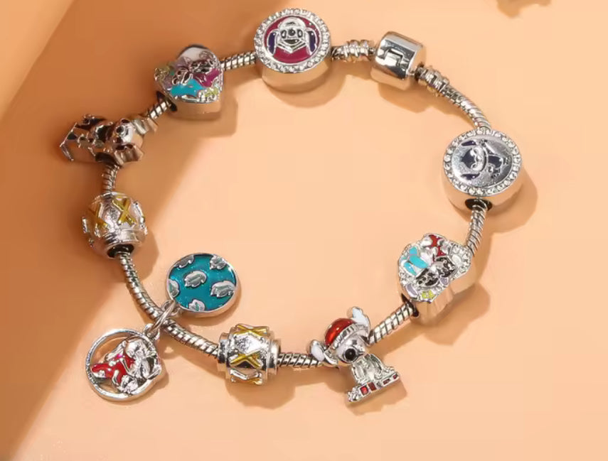 Stitch Anime Cartoon Charm Rope Jewellery for Kids / Girls / Adult - 9 Metal Charms - I Love You Bracelet - Beautiful Gift for Christmas or Birthday - 17cm & 19cm Braclet Length
Available