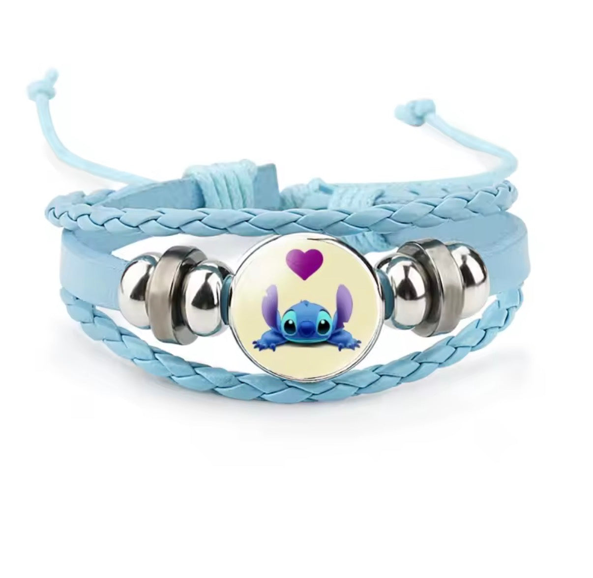 Disney Stitch - Handmade Woven Bracelet Sapphire Blue, Pink & Black Multilayer Cowhide Pendant Rope Bracelet - Animation Surrounding - Kids Birthday / Christmas Gift - 27 Various Designs