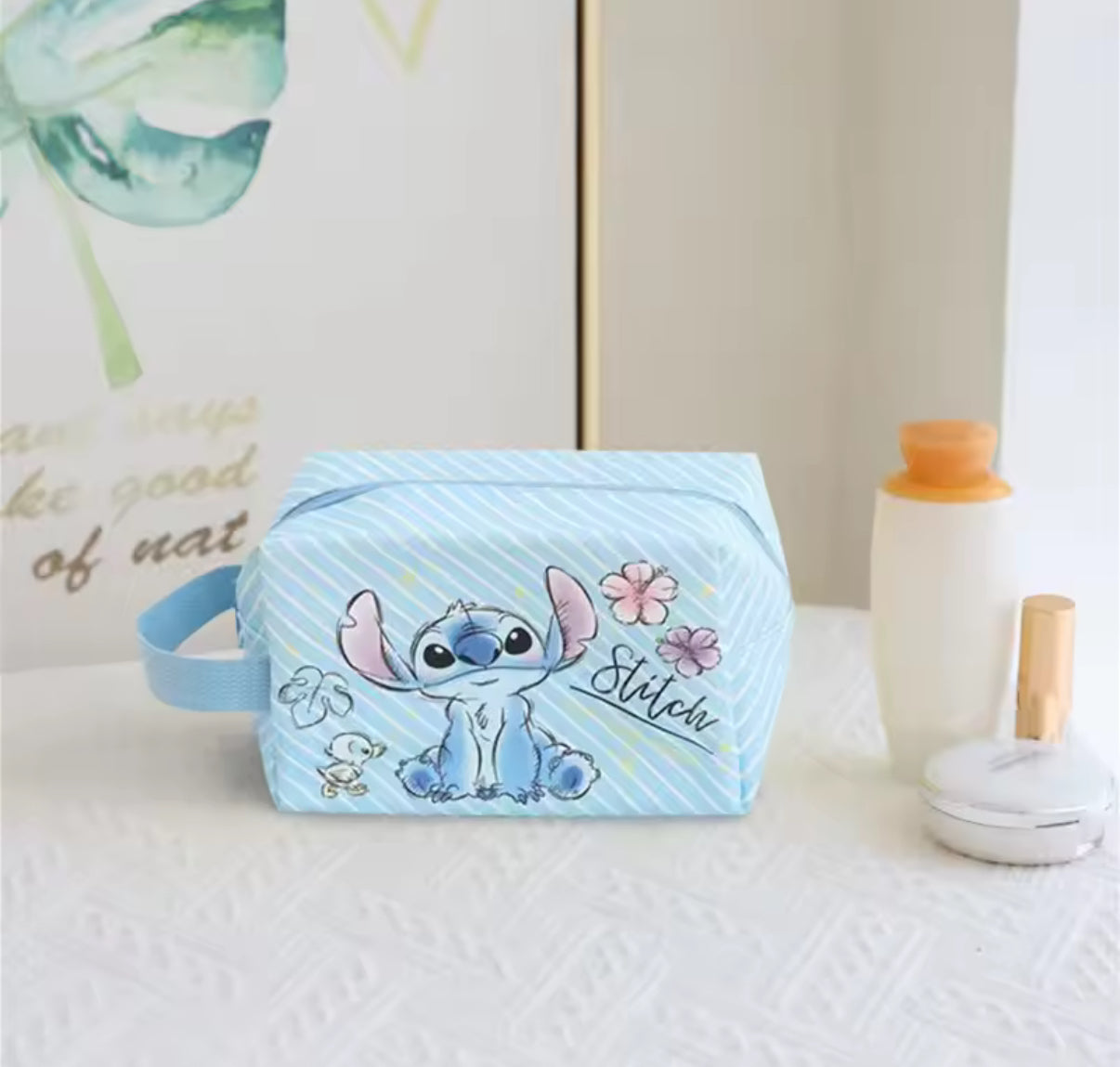 Disney Anime Stitch Cosmetic Bag Kawaii Lilo & Stitch Cartoon Large Capacity Makeup Bag Girl / Women Portable Handbag - Perfect Birthday / Christmas Gift For Girls