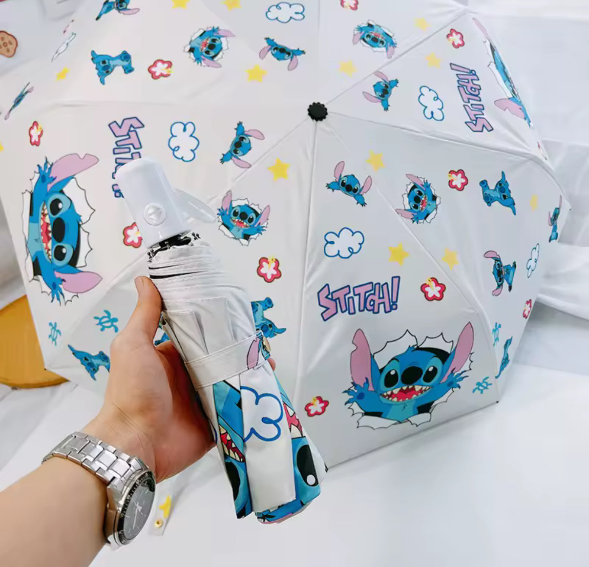 Disney Cartoon Stitch Umbrella Folding Fully Automatic Sun
Umbrella Sun and Rain Dual Use Sun and UV Protection - Anime / Kawaii - Perfect Birthday / Christmas Gift