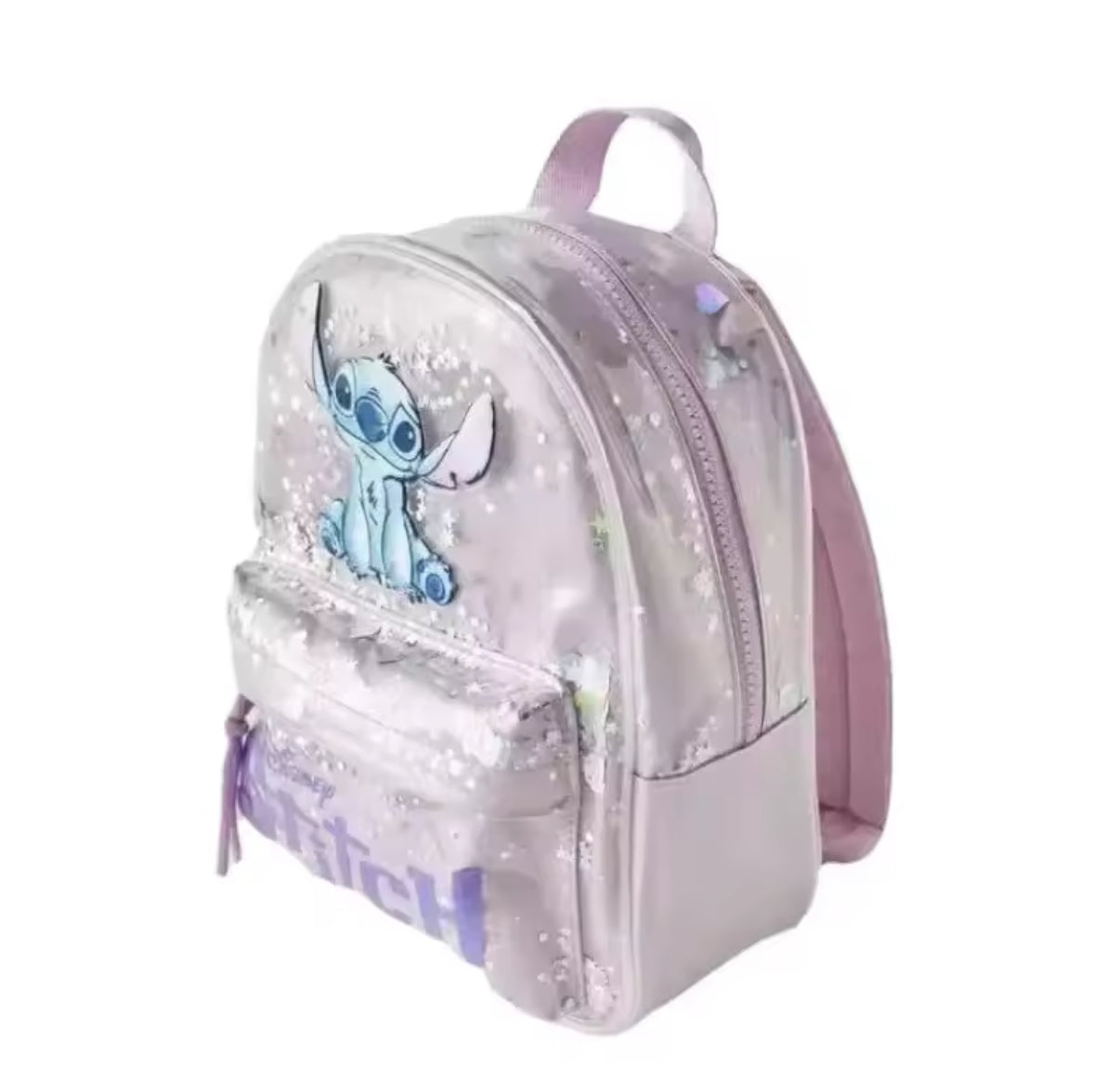 Disney Stitch Cartoon Sequined Back Fashionable and Versatile Trendy School / Nursery Bag for Girls - Mini Backpack - Perfect Birthday / Christmas Gift