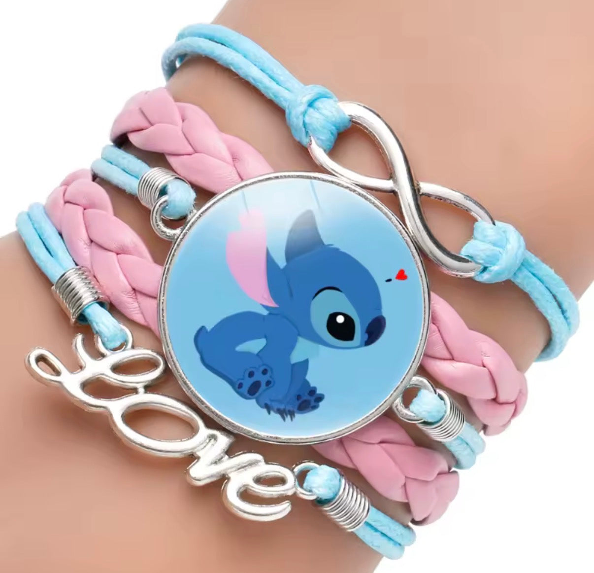 Disney Lilo & Stitch - Handmade Pendant Double Rope Bracelet - Girl Cartoon Telescopic Bracelet - Perfect Kids Birthday / Christmas Gift - Many Different Designs & Colours