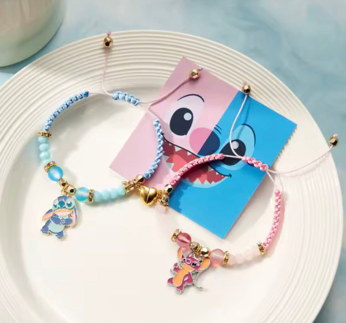 2pcs/set Stitch Anime Bracelet Stitch Dolls Love Magnet Rope Chain Wristband Kid Toys Couple Boy Girls Birthday Toy Gifts - Perfect Birthday / Christmas Gift - 4 Designs - With Giftbox