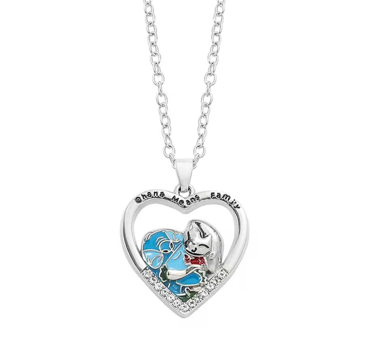 Stitch Ohana Family Anime / Cartoon - Stitch Necklace - Silver Plated Stitch Pendant Necklace for Girls / Women - Jewellery Accessories - Perfect Birthday / Christmas Gift