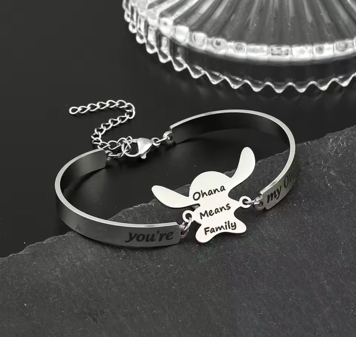 Stitch Anime / Cartoon - Ohana Means Family Anime
Bracelet - Stainless Steel Jewellery - Cute Bracelets Gift for Girl / Woman - Silver & Rose Gold Coloured