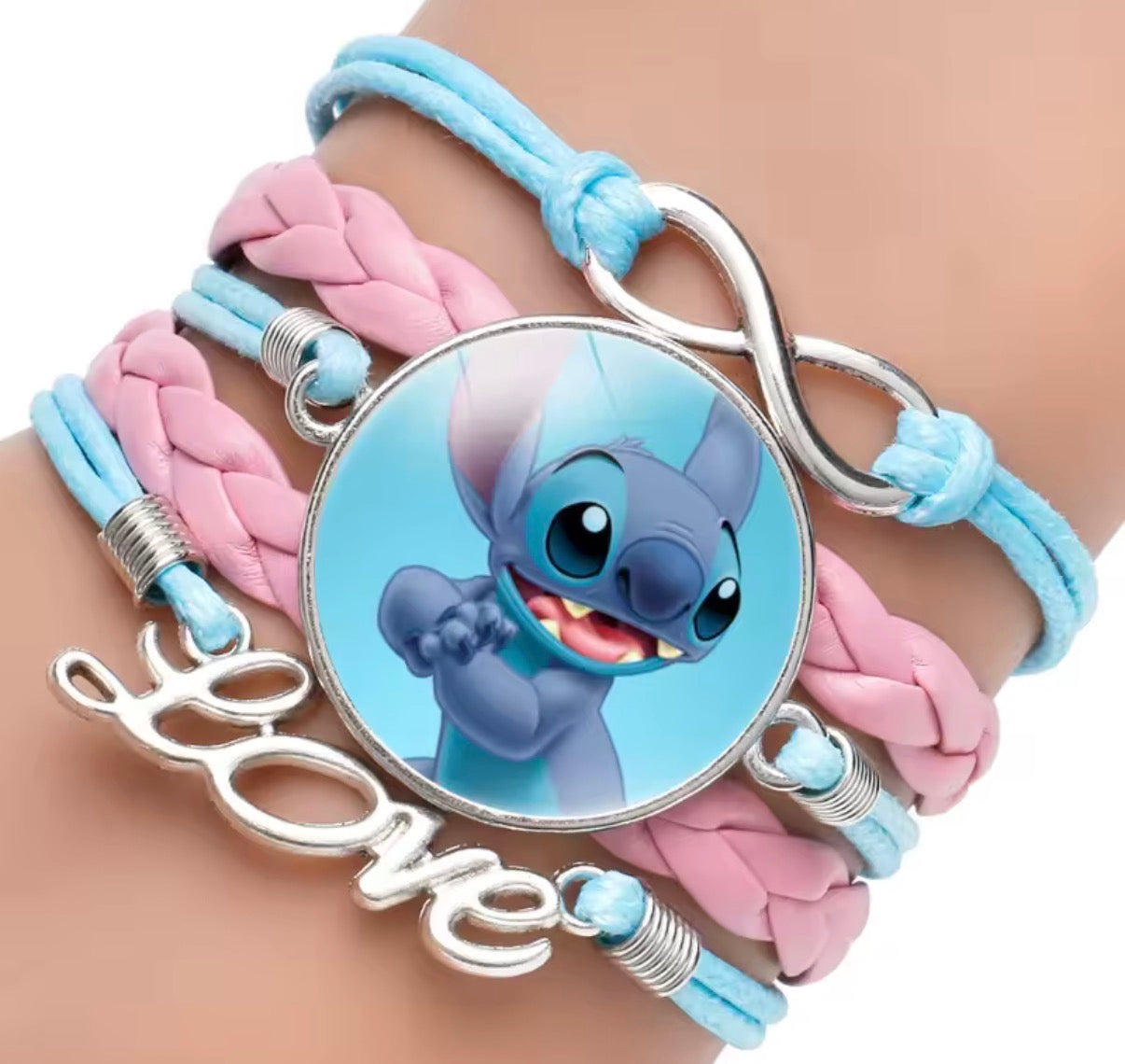 Disney Lilo & Stitch - Handmade Pendant Double Rope Bracelet - Girl Cartoon Telescopic Bracelet - Perfect Kids Birthday / Christmas Gift - Many Different Designs & Colours
