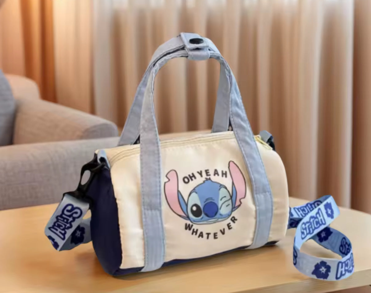 Stitch Canvas Bucket Bag Cute Cartoon Handbag Casual All-match Crossbody Bag Portable Anime Satchel Tote Women / Girls Fashion - Perfect for Outdoors & School
