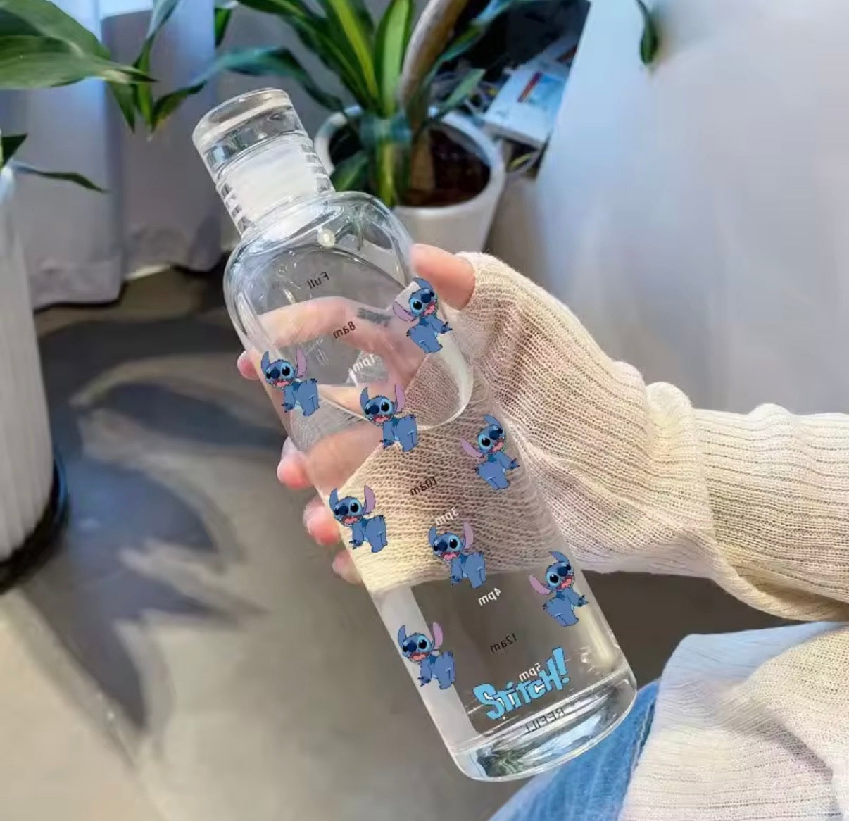 500ml Disney Stitch Water Cup Water Bottles Plastic Transparent Anime Cartoon Student Water Bottle Drinkware Leak-proof - Perfect For School / Office / Travel - Great Gift