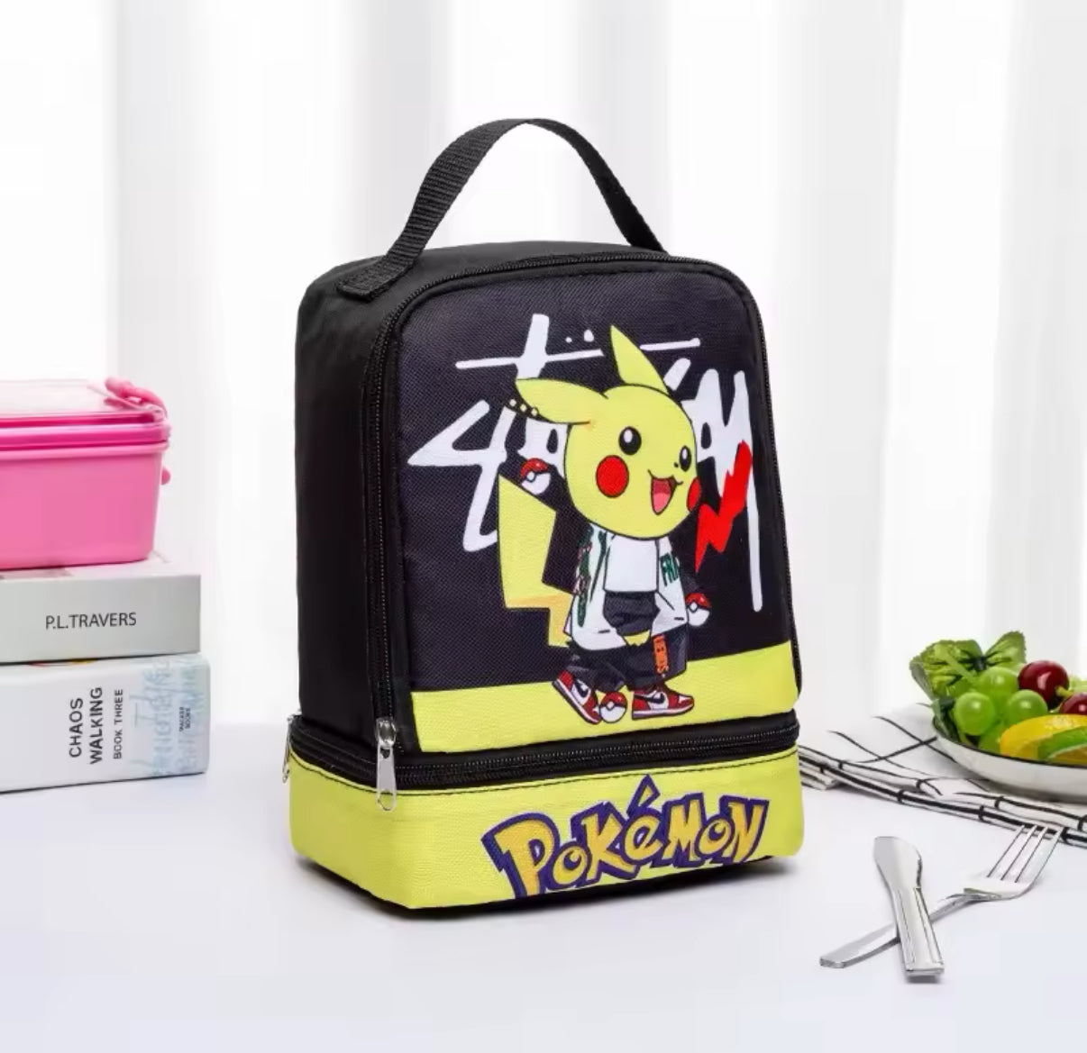 Pikachu Pokémon Insulated Lunch Bag, Portable Lunch Box Storage Bag, Foldable Insulated Cooler Handbag, Perfect For Office School Picnic - Birthday / Christmas Gift