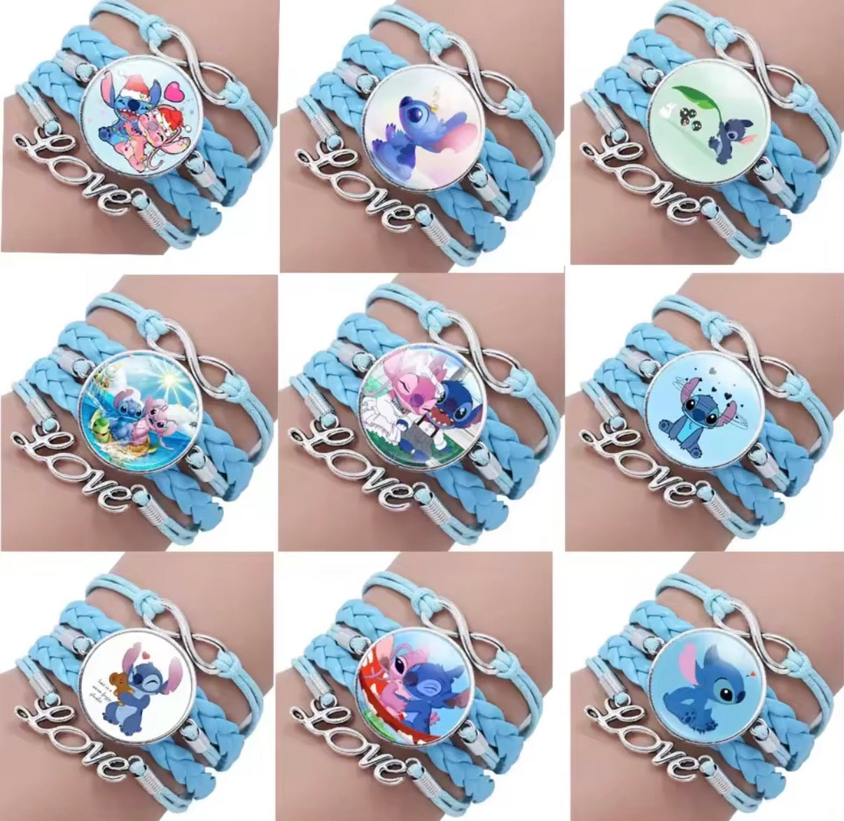 Disney Lilo & Stitch - Handmade Pendant Double Rope Bracelet - Girl Cartoon Telescopic Bracelet - Perfect Kids Birthday / Christmas Gift - Many Different Designs & Colours