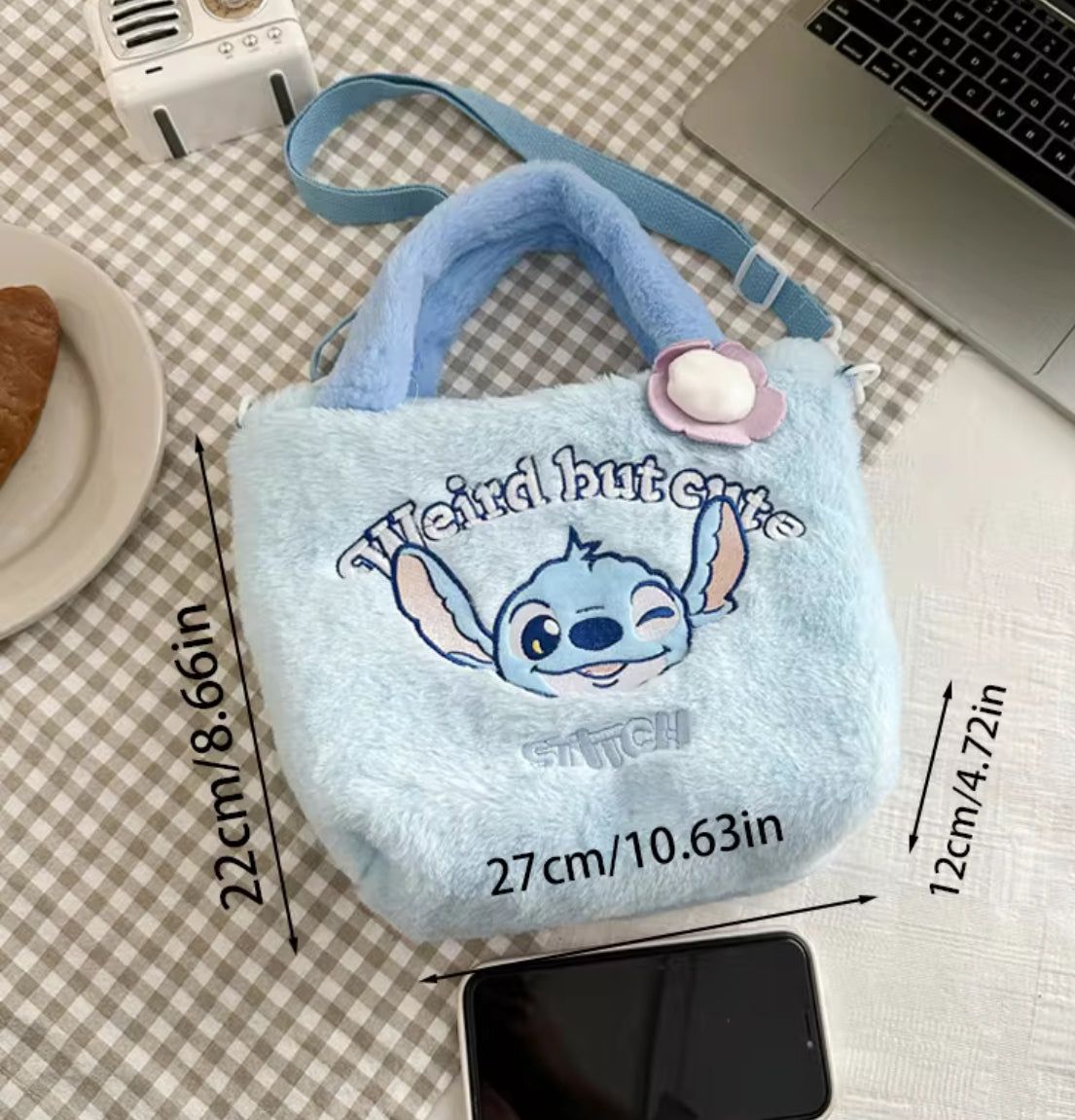 Stitch Cute Cartoon Plush Handbag - Casual All-match Crossbody Bag Portable Anime Satchel Tote Fashion Backpacks - Kawaii - Perfect Christmas / Birthday Gift