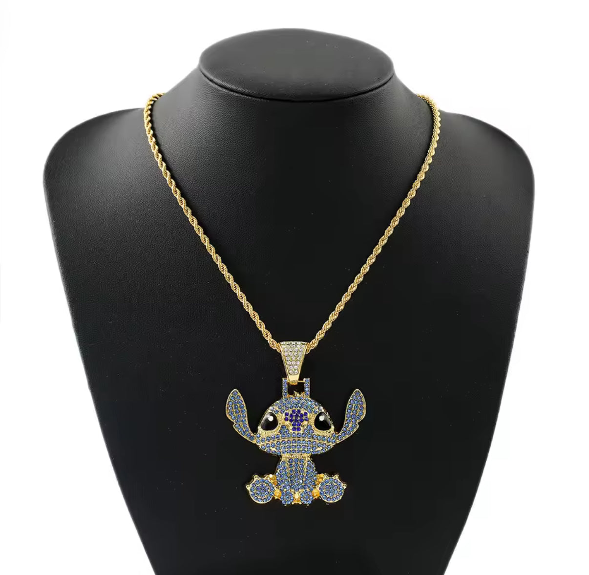Stitch Hip Hop Necklace Kawaii Stitch Full Rhinestones
Pendant Necklace Fashion Jewellery - Anime Neck Chain - Gold & Silver Coloured Available - Perfect Birthday /
Christmas Gift