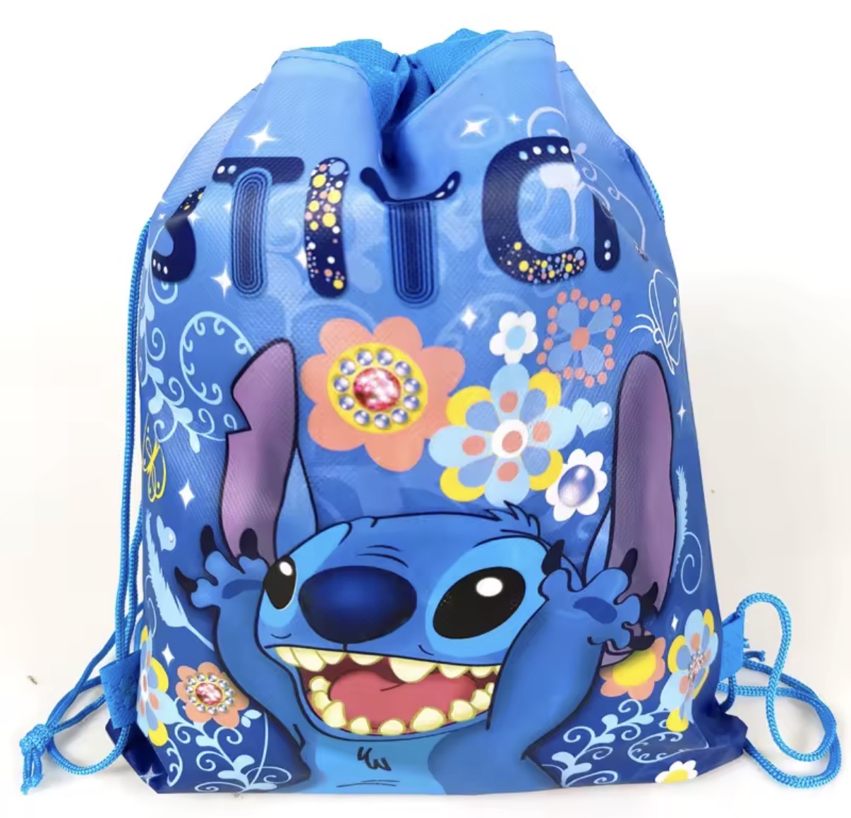 Disney Anime Stitch Non-Woven Drawstring Bag - Kawaii Lilo & Stitch / Angel - Birthday Party Gift Bag - School / Travel Bag - Children’s Shoulder Storage Bag Gifts
