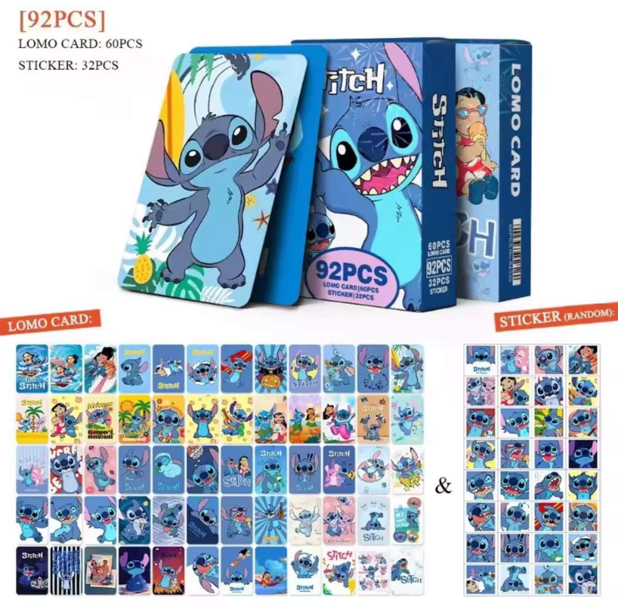92pcs Stitch Cards / Stickers Anime Action Classic Toys Families Friends Party Game Collect Souvenir Kids Gift
Cards - Perfect Birthday / Christmas Gift