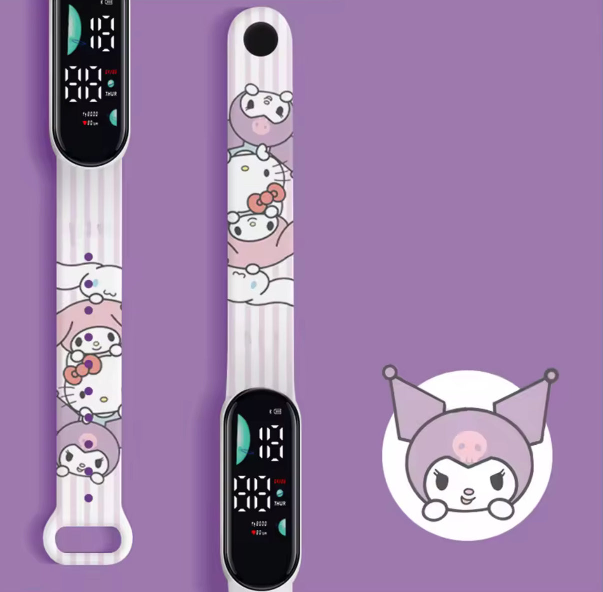 Hello Kitty / Kuromi / Cinnamoroll - Anime Cartoon LED Watch - Silicone Strap - Colourful Digital Watch - Kawaii - Perfect Birthday / Christmas Gift For Kids**