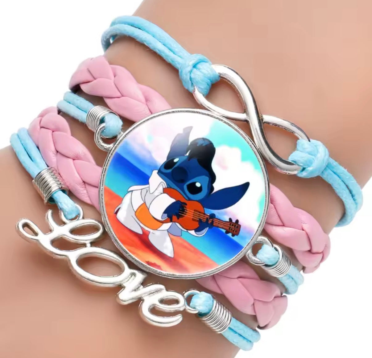 Disney Lilo & Stitch - Handmade Pendant Double Rope Bracelet - Girl Cartoon Telescopic Bracelet - Perfect Kids Birthday / Christmas Gift - Many Different Designs & Colours