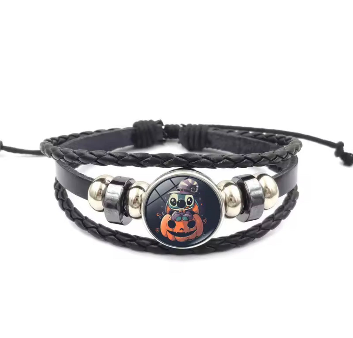 Disney Stitch - Handmade Woven Bracelet Sapphire Blue, Pink & Black Multilayer Cowhide Pendant Rope Bracelet - Animation Surrounding - Kids Birthday / Christmas Gift - 27 Various Designs
