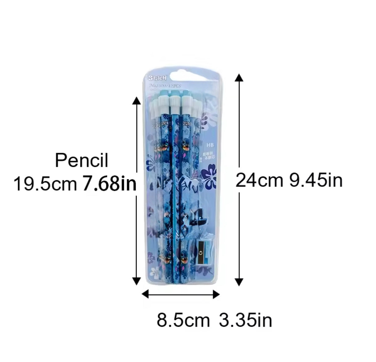 12pcs Stitch Cute Cartoon HB Pencils, 12 Pencils & 1 Pencil Roller Stationery Box Set & Pencil Sharpener, Writing & Drawing - Perfect Christmas / Birthday Gift
