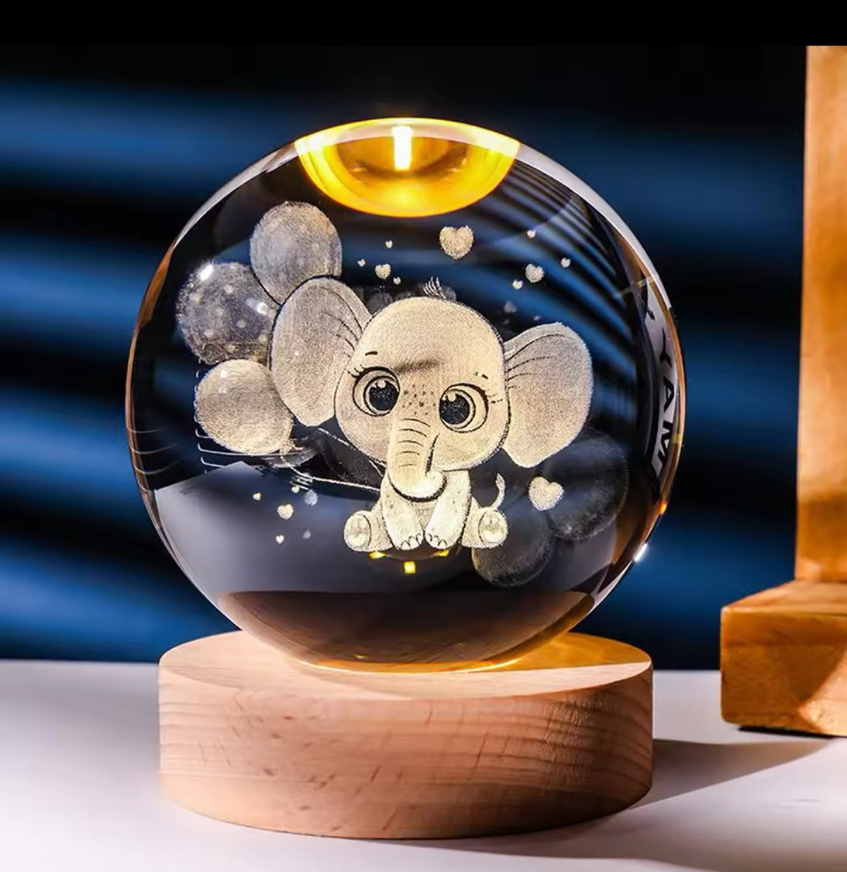 Cute 6cm 3D Crystal Ball Light - Night Light Laser Carving Children's / Kids Gifts - Many Different Designs - Perfect Little Gift For Birthday/Christmas