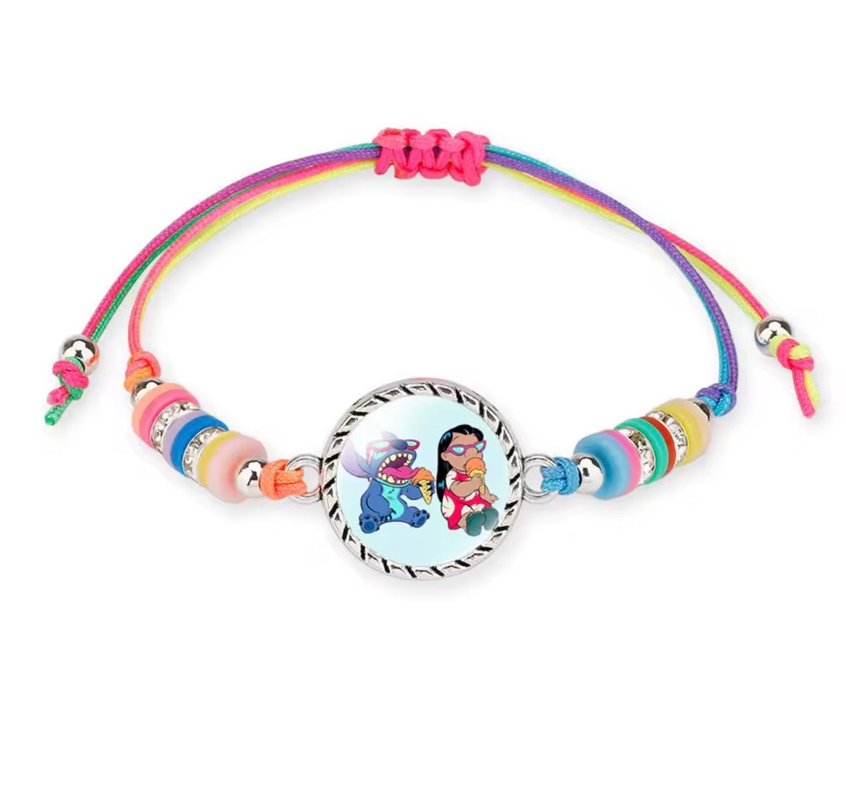 Disney Lilo & Stitch / Angel Anime Bracelet Cartoon Lilo & Stitch Adjustable Rope Rainbow Coloured Beads Pendant Cute Wristand - Accessories Kids Toys Girls Bracelet Christmas Party Gift -
19 Different Designs
Stitch