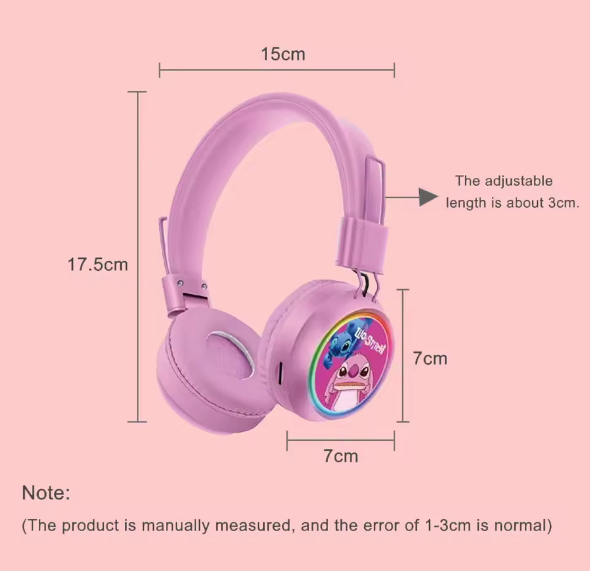 Disney Lilo & Stitch / Angel Pink & Or Blue Cartoon Bluetooth Sports Headphones - Wireless Headworn Gaming Headphones - Anime - Perfect Gift For Kids - Birthday / Christmas