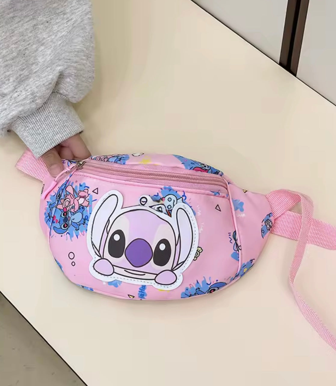 Anime Stitch Children's Crossbody Bag Cartoon Pink & Blue Stitch Shoulder Bag - Chest Bag Of Boys & Girl's - Perfect For Travel & School - Birthday / Christmas Gift