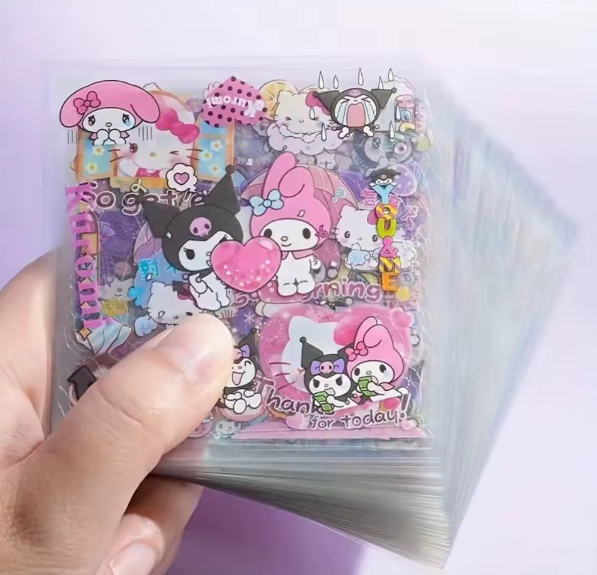 100Pcs Sanrio - Kuromi, Melody, Cinnamoroll & Hello Kitty Transparent Waterproof Stickers Cartoon DIY Stationery - Sticker Gift Box - Perfect Birthday / Christmas Gift**